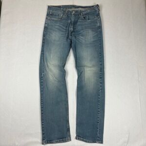 Levis 505 Regular Fit Straight Leg Jeans Mens 34x32 Blue Denim